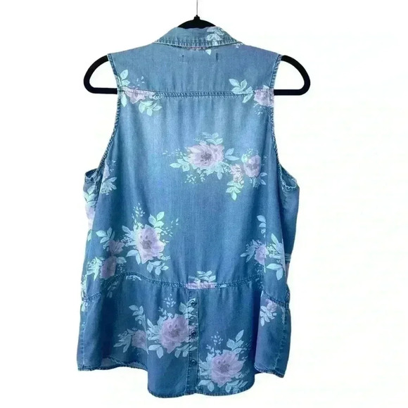 STANDARD GRACE Western Cowgirl Floral Sleeveless Button Down Blouse Size Medium - Picture 4 of 6